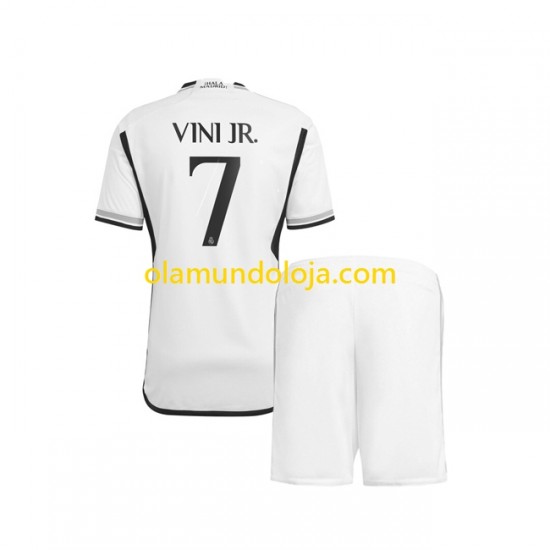 Camisola Real Madrid Vinicius Junior 7 Criança Equipamento Primeiro 2023-2024 Manga Curta